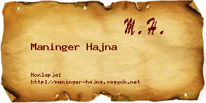 Maninger Hajna névjegykártya